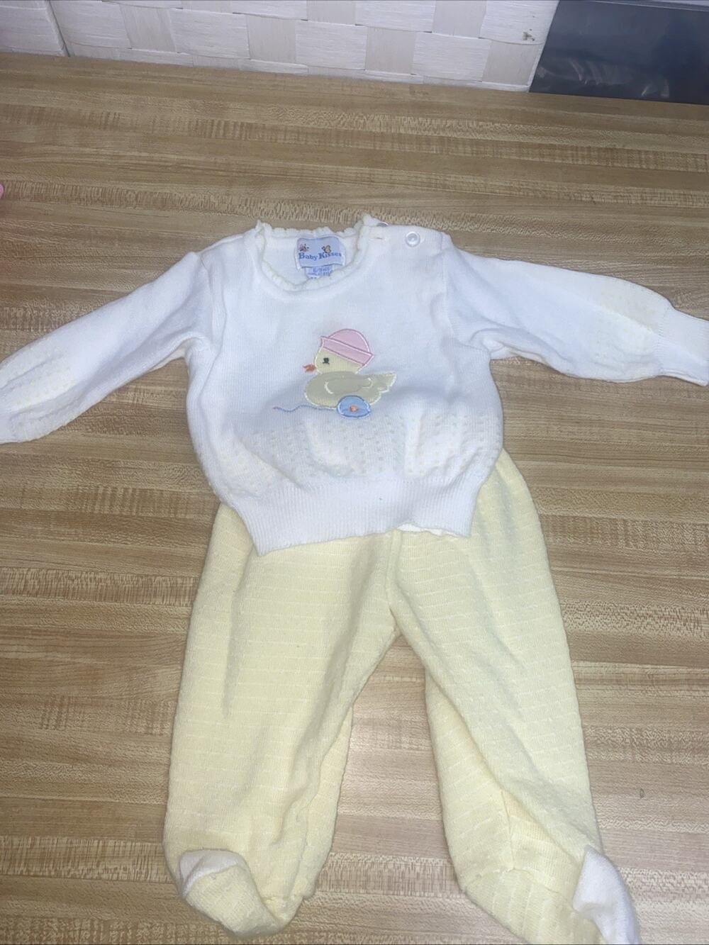 Vintage Baby Sweater Pant Outfit Sz 6-9 Mo Embroidered Duck Long Sleeves